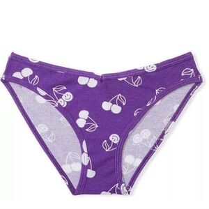 New Victoria's Secret Purple Cotton Cheeky Panties Cherry Print Underwear